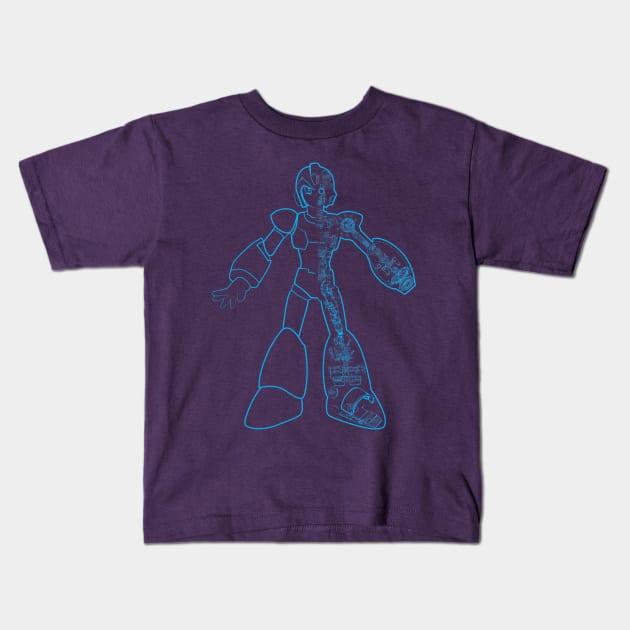 Mega Man X Schematic Kids T-Shirt by TheDailyRobot